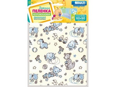 Пелёнка Multi diapers, непромокаемая д/кроватки, микрофибра с рисунком 60*90 см 1-00074359_4