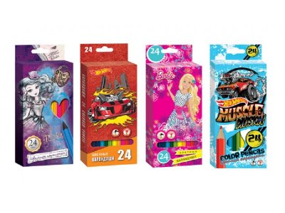 Карандаши Barbie, EAH, HW Микс цветные, 24 цвета (4 дизайна) 1-00207190_1