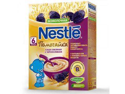 Каша Nestle, Помогайка безмолочная овсяно-пшеничная с черносливом 200 г 1-00000503_1