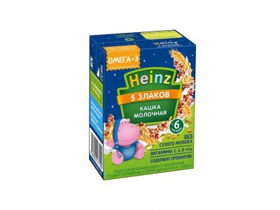 Каша Heinz, молочная жидкая с Омега 3, 5 злаков, Tetra Pak 200 мл 1-00210197_1