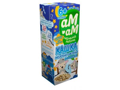 Кашка Ам-Ам молочно-овсяная с фруктозой перед сном 2,5%, 210 г 1-00210893_1