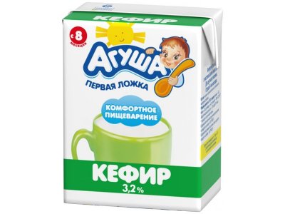 Кефир Агуша 3,2% 204 г TBA 1-00212380_1