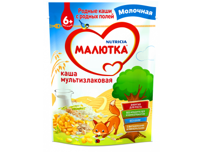 Каша Малютка, молочная мультизлаковая, 220 г, пауч 1-00054932_1