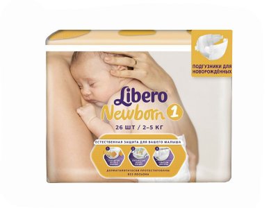 Подгузники Libero Newborn для новорожденных, 2-5 кг, 26 шт. 1-00212950_1