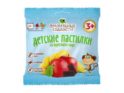 Пастилки детские Правильные сладости, Яблоко-банан, 70 г 1-00215758_1