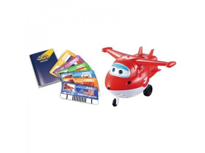 Игрушка интерактивная Super Wings, Самолет Джетт с пластиковыми карточками разных стран, свет, звук 1-00216495_1