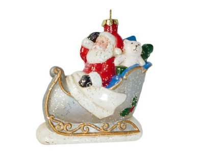 Украшение Новогодняя сказка, Дед Мороз в санях 10,4 см, пластик 1-00216894_1