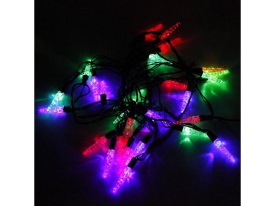 Украшение Новогодняя сказка, Гирлянда Сосульки 30 LED, цветное свечение, черный провод, 5 м 1-00216905_3