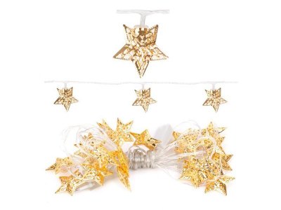 Гирлянда Новогодняя сказка, Звездочки 20 LED, 1 режим, прозрачный провод, металл, 4,9м 1-00216933_1