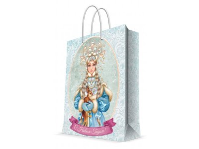 Пакет бумажный Феникс для сувенирной продукции, Снегурочка с белочкой 1-00217851_1