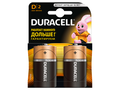 Батарейки алкаиновые Duracell Basic D 1,5V LR20 2 шт. 1-00221427_1