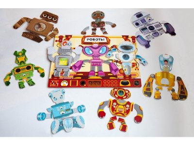 Игрушка из дерева Mr. Bigzy, Магнитная игра Роботы 1-00223442_2