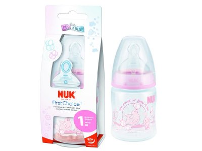 Бутылочка Nuk, First Choice Plus Baby Rose с силиконовой соской М, р-р 1, 150 мл 1-00225554_1