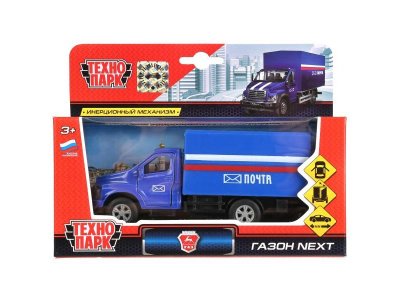 Модель Технопарк, машина ГАЗ Газон Next почта кунг, открыв.двери, инерц. 14,5 см 1-00227731_1