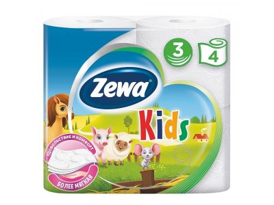 Бумага туалетная Zewa, Kids 3-х слойная 4 шт. 1-00072113_1