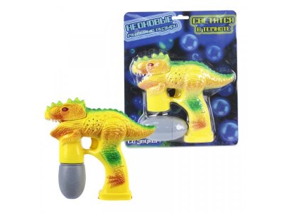 Игрушка 1Toy Мы-шарики! Пистолет-динозавр с мыльными пузырями, свет/звук, яйцо-бутылка 70 мл 1-00229103_1