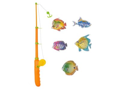 Игра S+S Toys, Магнитная рыбалка в комплекте с оранжевой удочкой и пятью рыбками 1-00228113_1