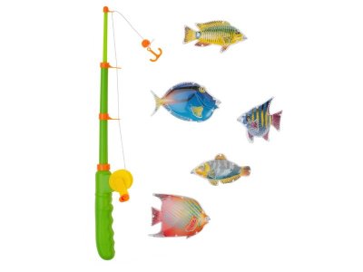Игра S+S Toys, Магнитная рыбалка в комплекте с зеленой удочкой и пятью рыбками 1-00228858_1