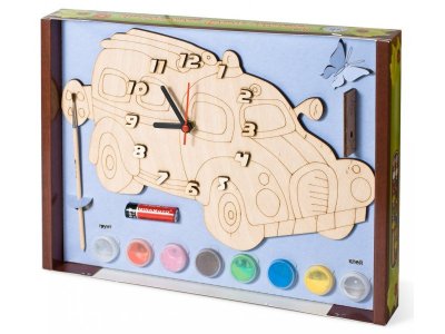 Часы с циферблатом Нескучные игры, под роспись с красками Машинка 1-00234347_1