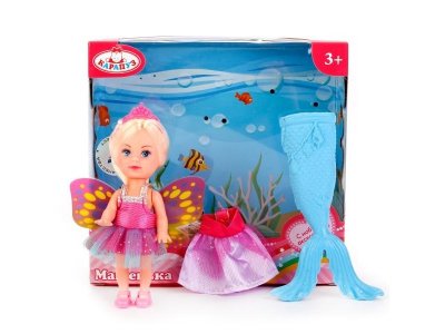 Кукла Карапуз, Машенька-принцесса, в комплекте хвост русалки, крылья феи, 12 см 1-00235176_1