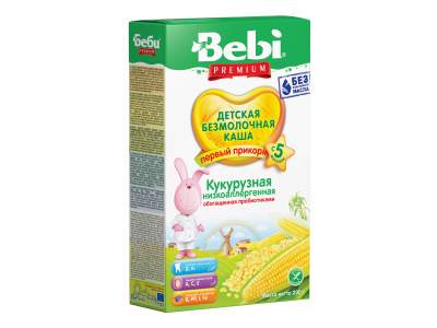 Каша Bebi Premium, безмолочная Кукурузная низкоаллергенная с пребиотиками 200 г 1-00068286_1