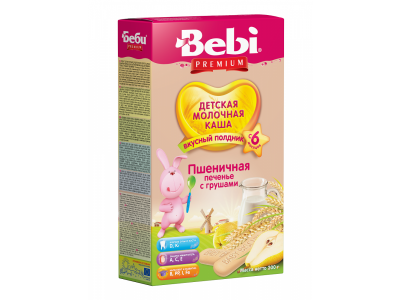 Каша Bebi Premium, молочная Пшеничная с печеньем и грушей для полдника 200 г 1-00069577_1