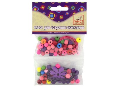 Набор Fancy Creative д/бижутерии Бижу-6, бусины деревянные 10 г, подвеска-цветок. 2 шт., шнур 2 шт. 1-00238341_1