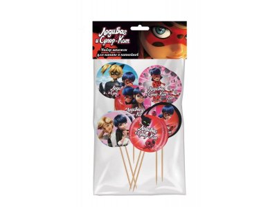 Набор шпажек для канапе и капкейков ND Play, Леди Баг и Супер-Кот, 12 шт. 1-00238718_1