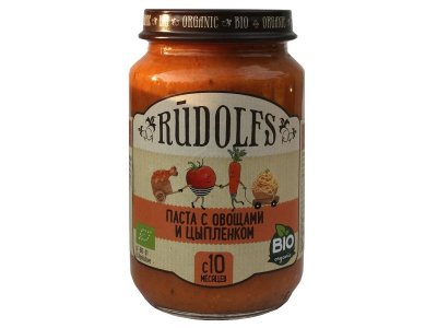 Пюре Rudolfs Bio Organic Паста с овощами и цыплёнком 190 г 1-00240476_1