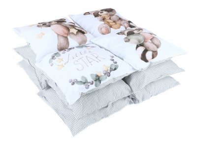 Комплект Моей крохе, Енот, 12 бортиков, постельное белье, балдахин 1-00226620_5