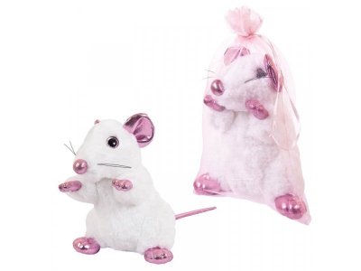 Мягкая игрушка Abtoys, Крыса с розовыми лапками, 19 см в подарочном мешочке 1-00242483_1