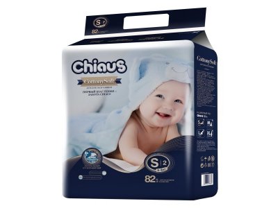 Подгузники Chiaus Cottony Soft S, 4-8 кг, 82 шт. 1-00242716_1