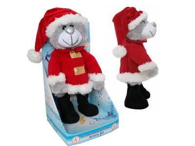 Игрушка музыкальная Winter Wings, Медвежонок в одежде деда мороза, 32 см 1-00246339_1