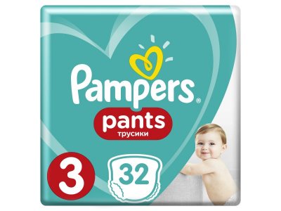 Подгузники-трусики Pampers Pants 6-11 кг, размер 3, 32 шт. 1-00184032_1