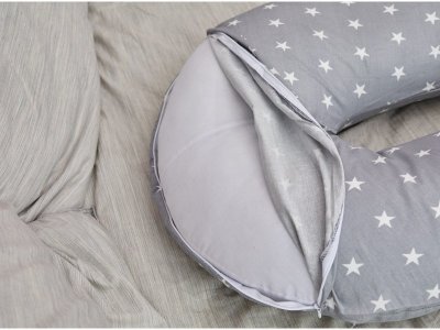 Наволочка Mama Relax для подушки для беременных, U340 Звездочки серые 1-00247517_2