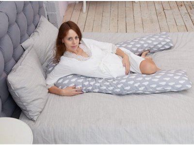Наволочка Mama Relax для подушки для беременных, U340 Облака на сером 1-00247530_4