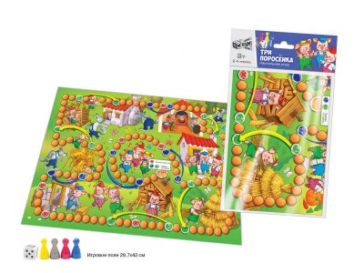 Игра настольная Русский стиль, Бродилка Три поросенка А3 (пакет) 1-00247712_1