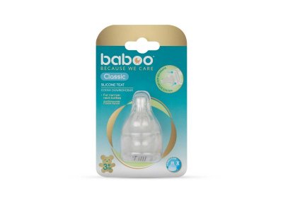 Соска Baboo Classic молочная силиконовая переменный поток 2 шт. 3 мес.+ 1-00247810_3