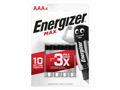Батарейки алкалиновые Energizer Max LR03-AAA 4 шт. 1-00002612_1