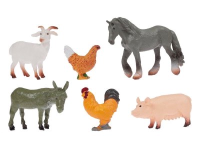 Набор игровой Zhorya Фигурки животных: лошадь, осел, свинья, петух, курица, коза 1-00247966_1