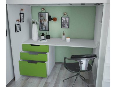 Кровать-чердак Polini kids Simple с письменным столом и шкафом, МДФ 1-00251716_2