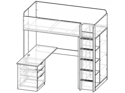 Кровать-чердак Polini kids Simple с письменным столом и шкафом, МДФ 1-00251716_4