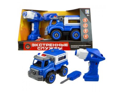 Игрушка 1 Toy Экстренные службы, Полицейский грузовик сборный на р/у 18 см 1-00252689_1