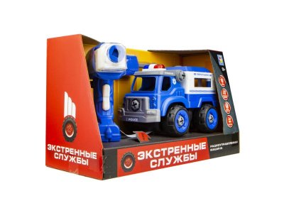 Игрушка 1 Toy Экстренные службы, Полицейский грузовик сборный на р/у 18 см 1-00252689_2