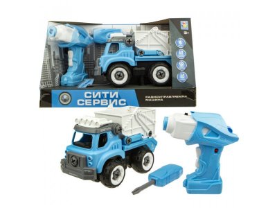 Игрушка 1 Toy Сити-сервис, Мусоровоз сборный на р/у 18 см 1-00252695_1