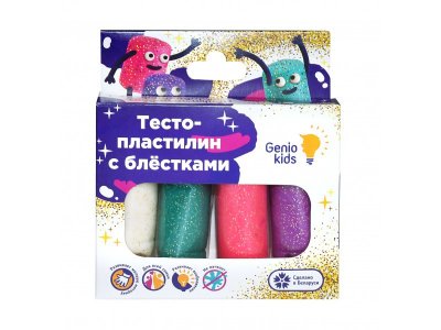 Тесто-пластилин 4 цвета с блёстками Genios Kids 1-00253161_1