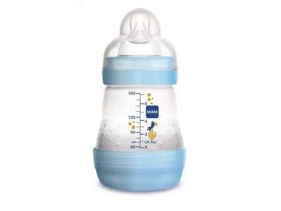 Бутылочка для кормления MAM Easy Start с системой анти-колик и функцией самостерилизации, 160 мл голубой купить в детском интернет-магазине ВотОнЯ за 655 руб.