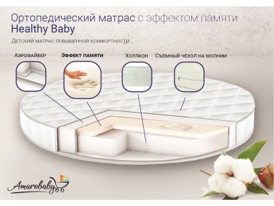Матрас AmaroBaby с эффектом памяти Healthy Baby (круглый) 1-00253979_2