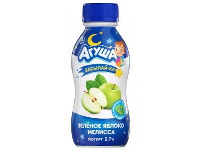 Йогурт Агуша питьевой Засыпай-ка яблоко зеленое-мелисса 2,7 %, 200 г 1-00144015_1