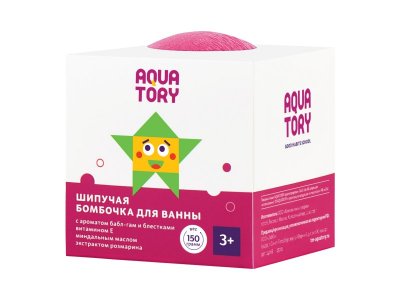 Бомбочка для ванны Aquatory шипучая с ароматом Бабл-Гам и блестками, 150 г 1-00255571_1